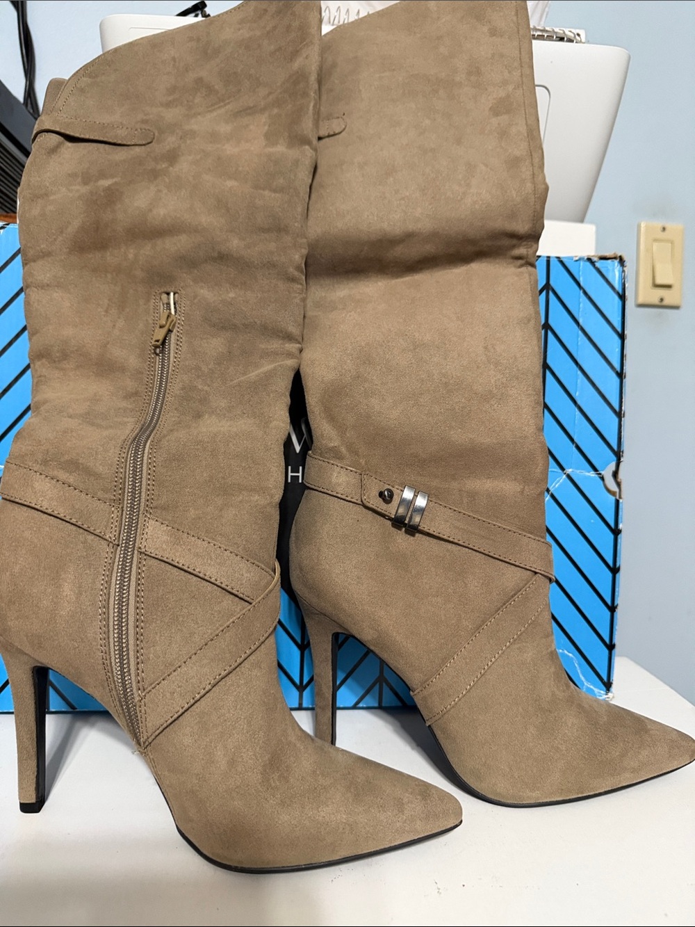 Worthington Taupe Suede Over-the-Knee Stiletto Boots